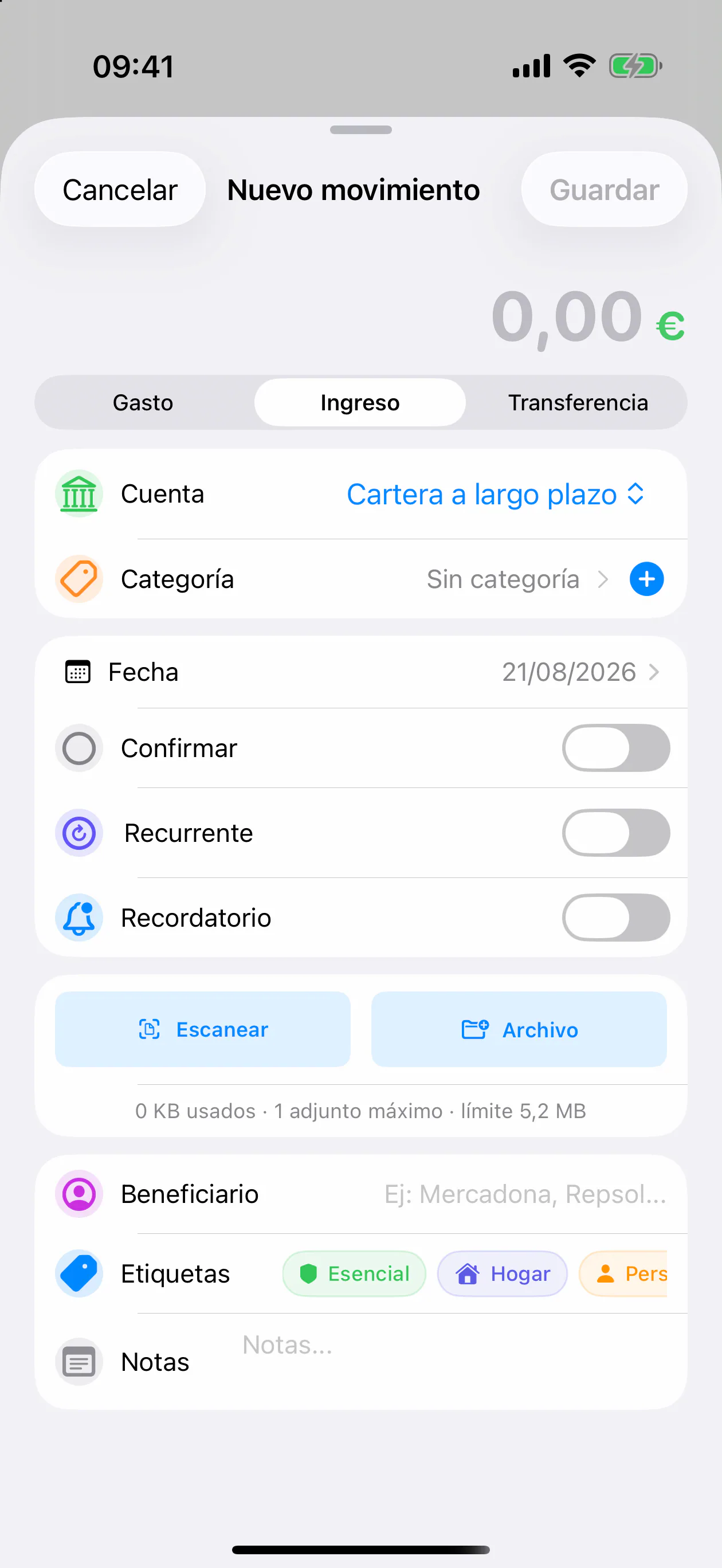 FinZenFlow: Nuevo ingreso